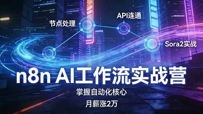 【精】n8n AI工作流实战营,节点处理+API连通+Sora2实战,掌握自动化核心月薪涨2万 【精】n8n AI工作流实战营,节点处理+API连通+Sora2实战,掌握自动化核心月薪涨2万