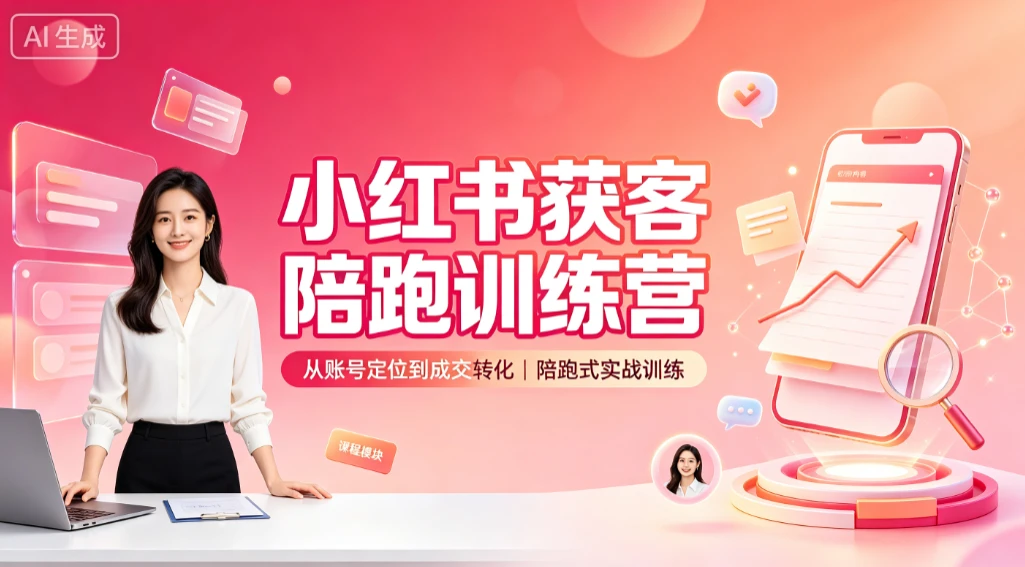 【精】小红书获客陪跑训练营,从账号定位到成交转化,陪跑式实战训练