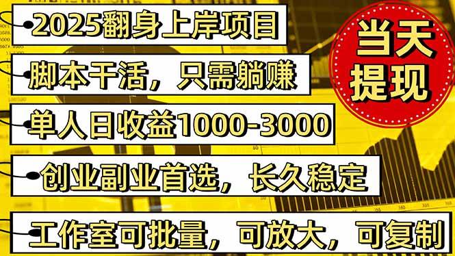 （16501期）2025翻身上岸项目脚本干活，内部客户经理内部开号，单人日收益1000-300…