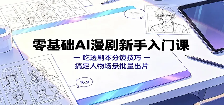 零基础AI漫剧新手入门课:吃透剧本分镜技巧,搞定人物场景批量出片 零基础AI漫剧新手入门课:吃透剧本分镜技巧,搞定人物场景批量出片