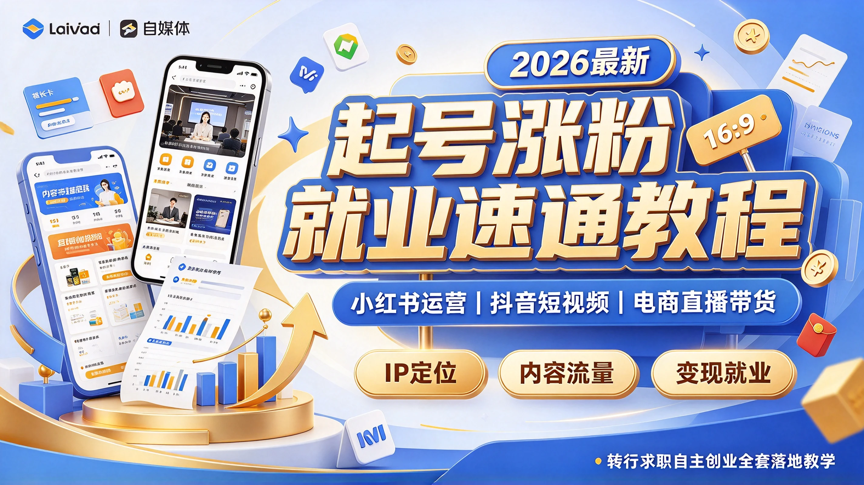 【精】2026起号涨粉就业速通教程，小红书运营抖音短视频电商直播带货自媒体IP搭建，转行求职自主创业全套落地教学!