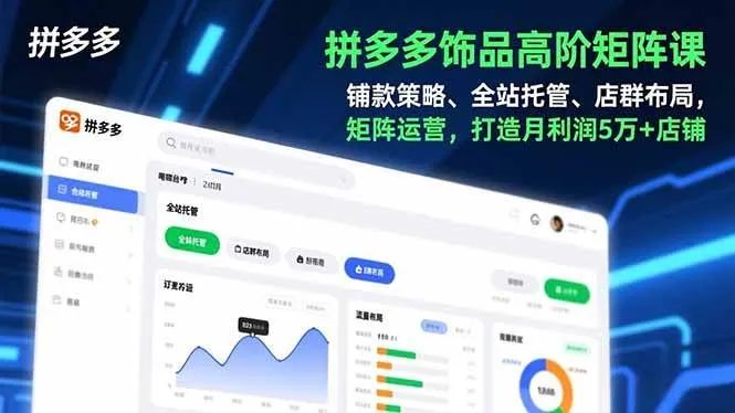 （16915期）拼多多饰品高阶矩阵课，铺款策略、全站托管、店群布局，矩阵运营，打造月利润5万+店铺