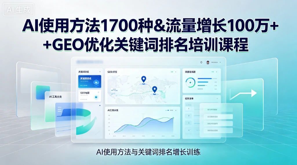 【精】Ai使用方法1700种&流量增长100万+GEO优化关键词排名培训课程 【精】Ai使用方法1700种&流量增长100万+GEO优化关键词排名培训课程