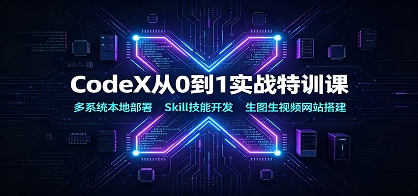CodeX从0到1实战特训课:多系统本地部署,Skill技能开发,生图生视频网站搭建