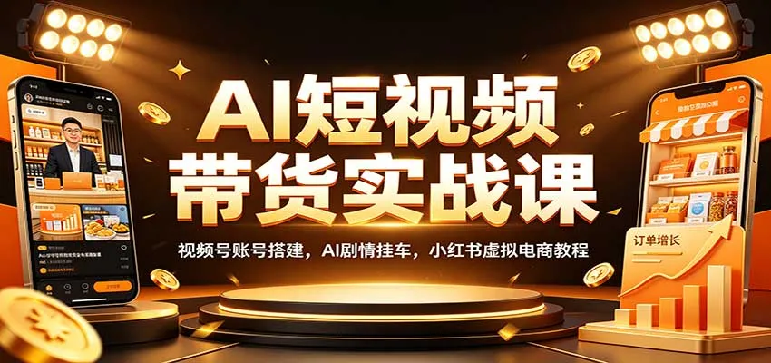 AI短视频带货实战课：视频号账号搭建，AI剧情挂车，小红书虚拟电商教程