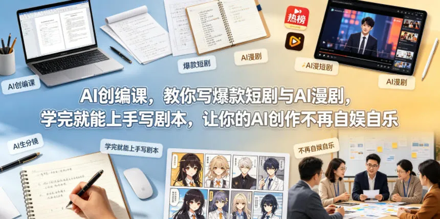 【精】AI创编课，教你写爆款短剧与AI漫剧，学完就能上手写剧本，让你的AI创作不再自娱自乐（更新0521）