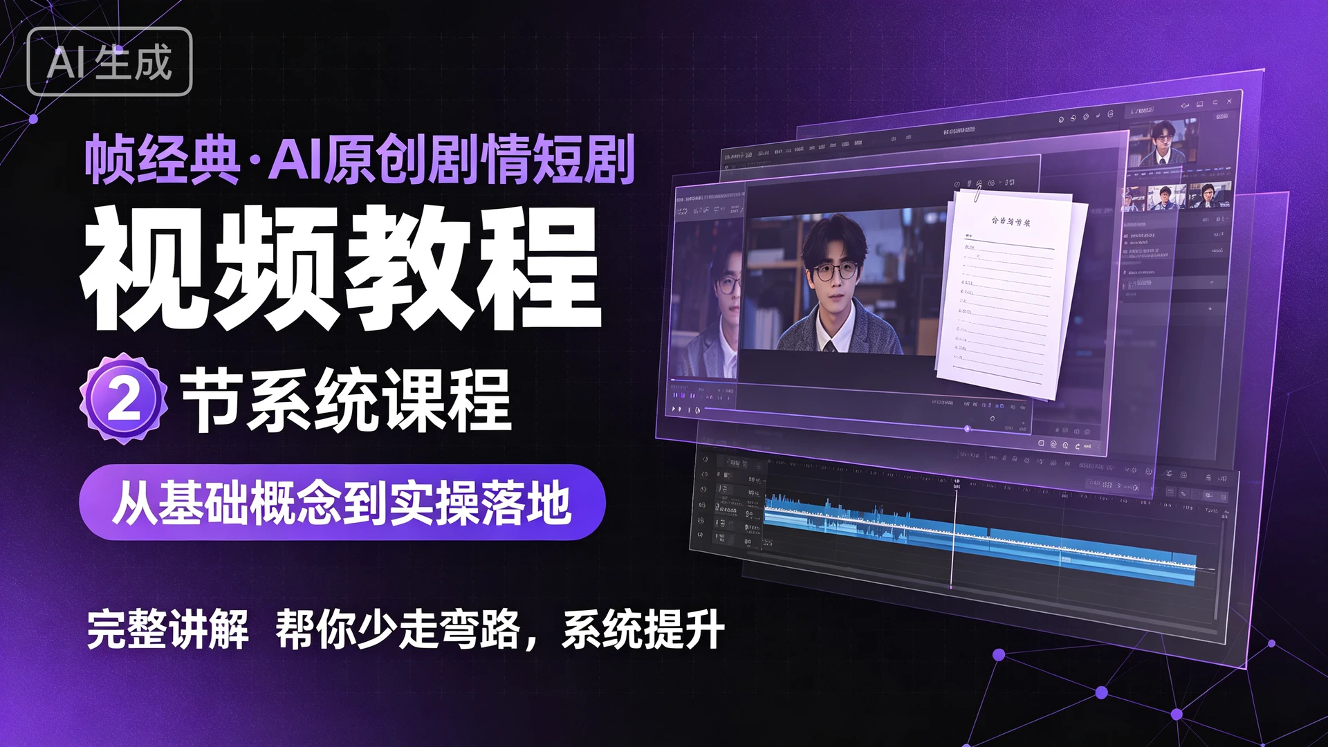 帧经典·AI原创剧情短剧视频教程,2 节系统课程,从基础概念到实操落地完整讲解,帮你少走弯路系统提升