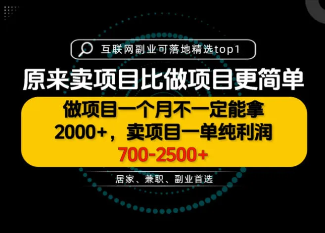 一单利润700-2.5K+，为什么我们要卖项目而不是做项目，我们普通人应该怎样开始？【揭秘】