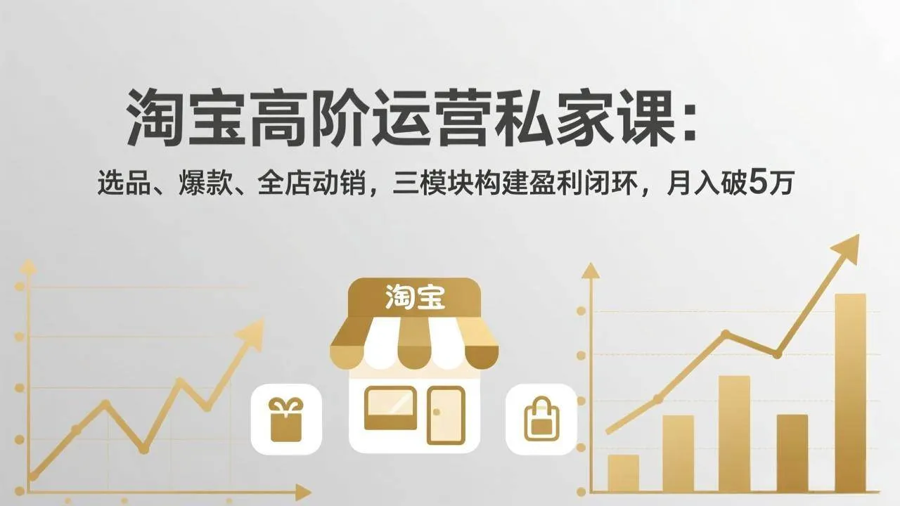 （17904期）淘宝高阶运营私家课（更新26年4月）：选品、爆款、全店动销，三模块构建盈利闭环，月入破5万