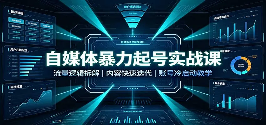 自媒体暴力起号实战课:流量逻辑拆解,内容快速迭代,账号冷启动教学