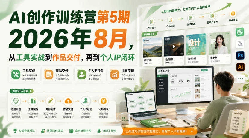 【精】AI创作训练营第5期 – 2026年最新实战指南