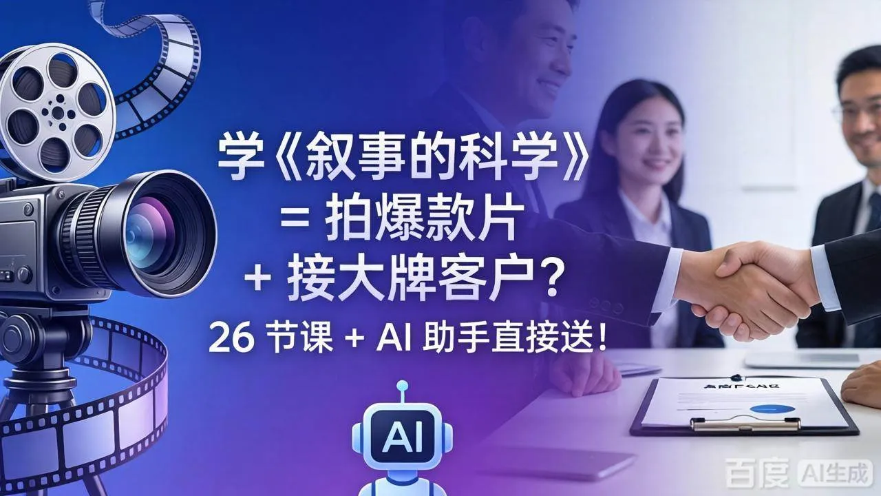 （18302期）学《叙事的科学》= 拍爆款片 + 接大牌客户？26 节课 + AI 助手直接送！