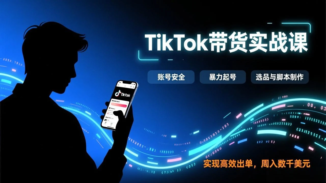 【精】TikTok带货实战课,涵盖账号安全、暴力起号、选品与脚本制作,实现高效出单,周入数千美元 【精】TikTok带货实战课,涵盖账号安全、暴力起号、选品与脚本制作,实现高效出单,周入数千美元