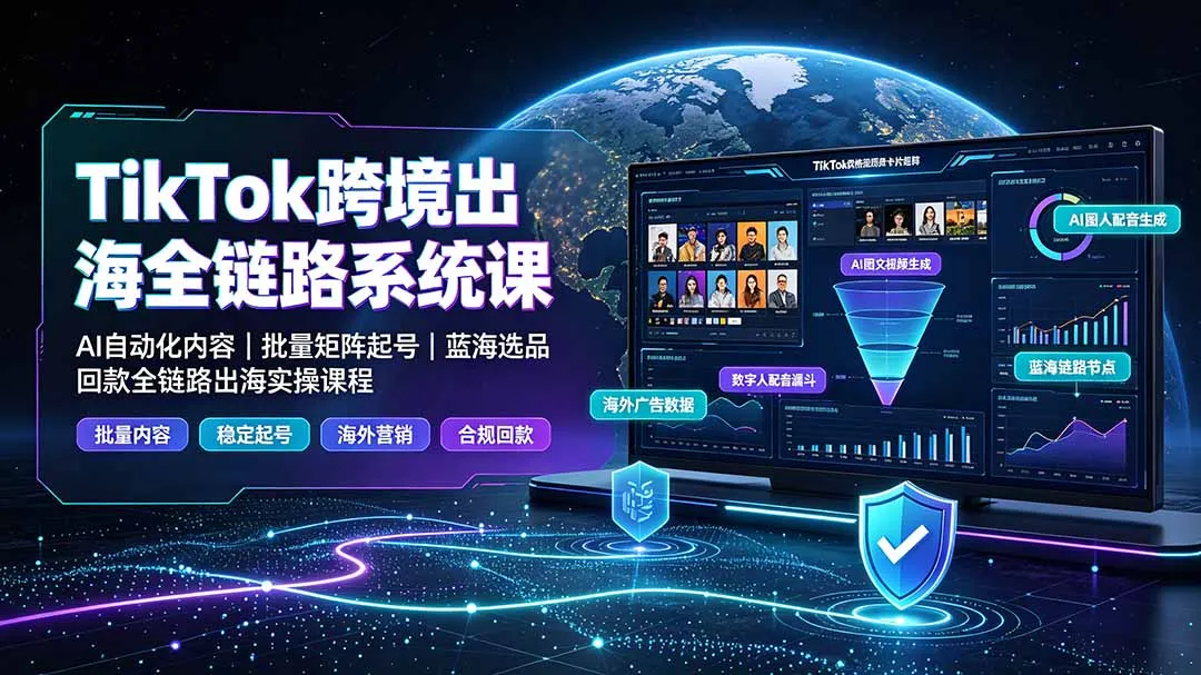 【精】NexTideAl-TikTok 跨境出海全链路系统：从 0 到 1 打造可变现 TikTok 出海闭环