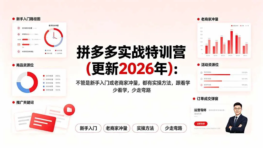 (19724期)拼多多实战特训营(更新2026年):不管是新手入门或老商家冲量,都有实操方法,跟着学,少走弯路 (19724期)拼多多实战特训营(更新2026年):不管是新手入门或老商家冲量,都有实操方法,跟着学,少走弯路