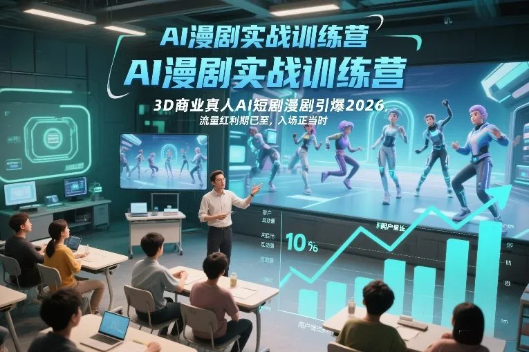 AI漫剧实战训练营，3D商业真人AI短剧漫剧引爆2026，流量红利期已至，入场正当时