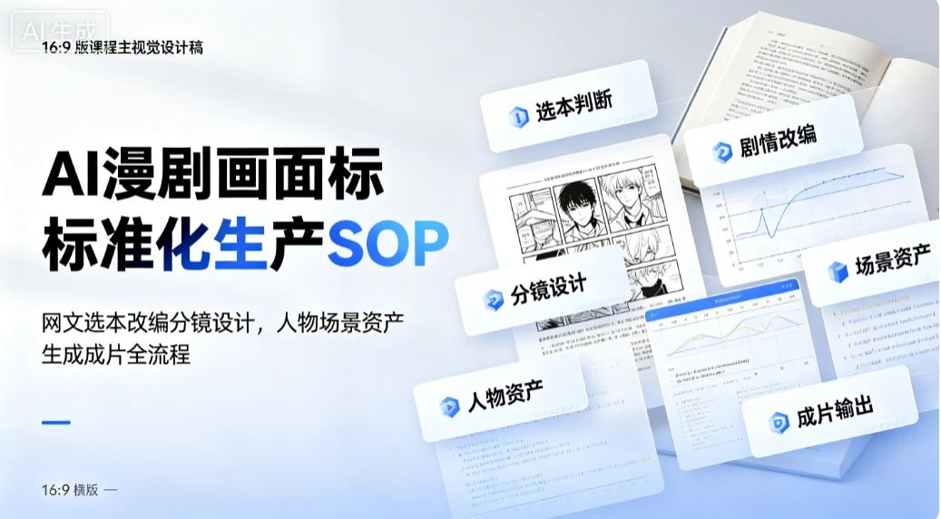 【精】AI漫剧画面标准化生产SOP：网文选本改编分镜设计，人物场景资产生成成片全流程