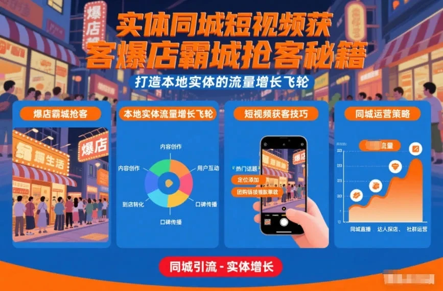 【精】实体同城短视频获客爆店霸城抢客秘籍,打造本地实体的流量增长飞轮 【精】实体同城短视频获客爆店霸城抢客秘籍,打造本地实体的流量增长飞轮