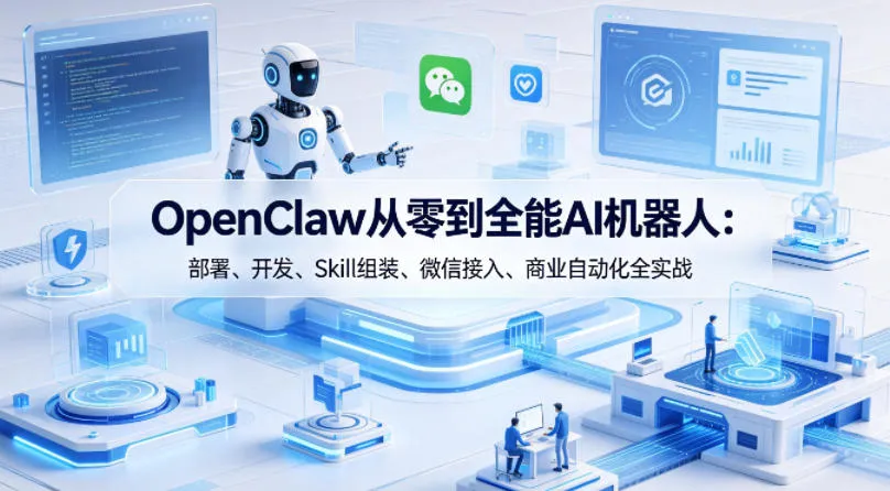 OpenClaw从零到全能AI机器人：部署、开发、Skill组装、微信接入、商业自动化全实战