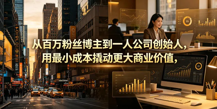 从百万粉丝博主到一人公司创始人，用最小成本撬动更大商业价值