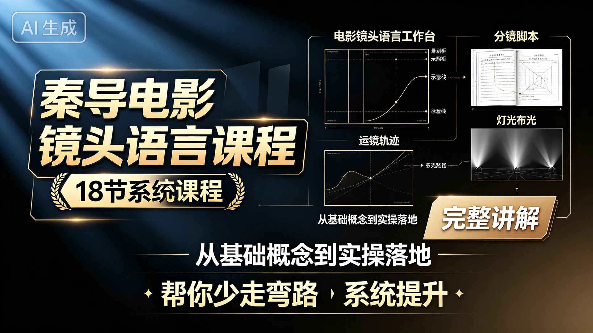 【精】秦导电影镜头语言课程，18 节系统课程，从基础概念到实操落地完整讲解，帮你少走弯路系统提升