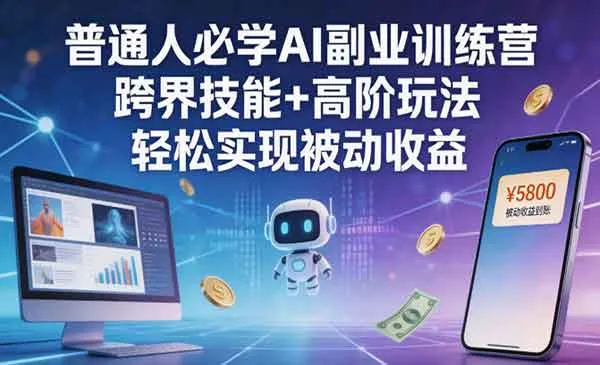 【精】普通人必学AI副业训练营，跨界技能+高阶玩法，轻松实现被动收益
