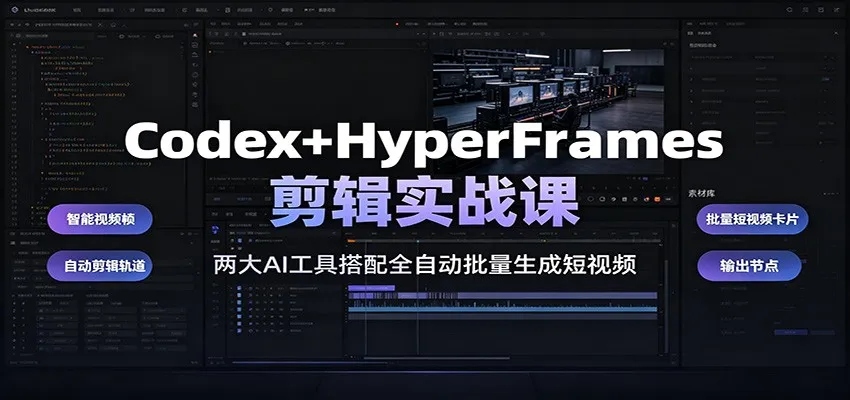 Codex+HyperFrames剪辑实战课:两大AI工具搭配全自动批量生成短视频
