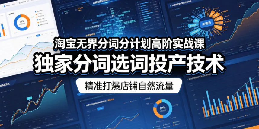 淘宝无界分词分计划高阶实战课,独家分词选词投产技术,精准打爆店铺自然流量 淘宝无界分词分计划高阶实战课,独家分词选词投产技术,精准打爆店铺自然流量