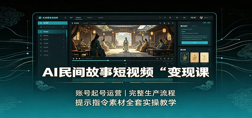AI民间故事短视频变现课 账号起号运营 完整生产流程 提示指令素材全套实操教学