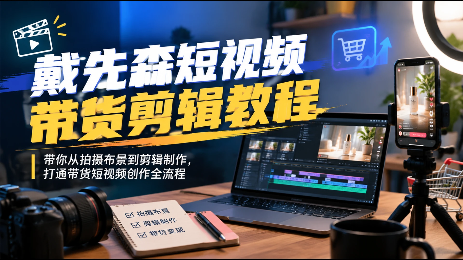【精】戴先森短视频带货剪辑教程,带你从拍摄布景到剪辑制作,打通带货短视频创作全流程 【精】戴先森短视频带货剪辑教程,带你从拍摄布景到剪辑制作,打通带货短视频创作全流程