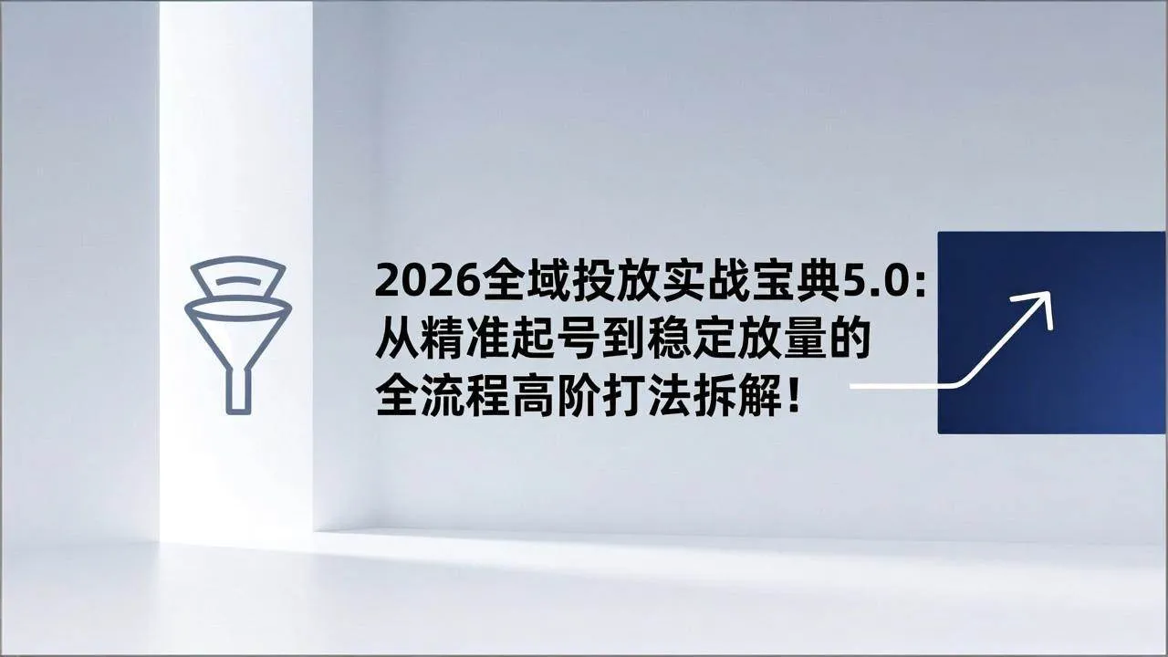 （17156期）2026全域投放实战宝典5.0：从精准起号到稳定放量的全流程高阶打法拆解！