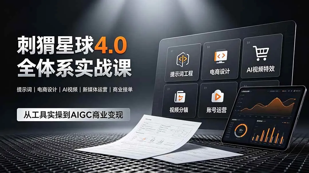 (19224期)刺猬星球4.0全体系实战课,覆盖提示词工程、电商设计、AI视频特效与新媒体运营,一站式掌握AIGC商业核心技能