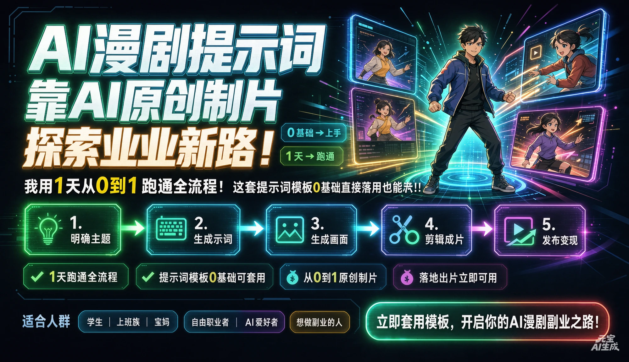 【精】AI漫剧.提示词靠AI原创制片探索副业新路!我用1天从0到1跑通全流程,这套提示词模板0基础直接套用也能落地出片!! 【精】AI漫剧.提示词靠AI原创制片探索副业新路!我用1天从0到1跑通全流程,这套提示词模板0基础直接套用也能落地出片!!