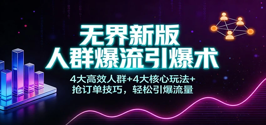 【精】无界新版人群爆流引爆术:4大高效人群+4大核心玩法+抢订单技巧,轻松引爆流量 【精】无界新版人群爆流引爆术:4大高效人群+4大核心玩法+抢订单技巧,轻松引爆流量