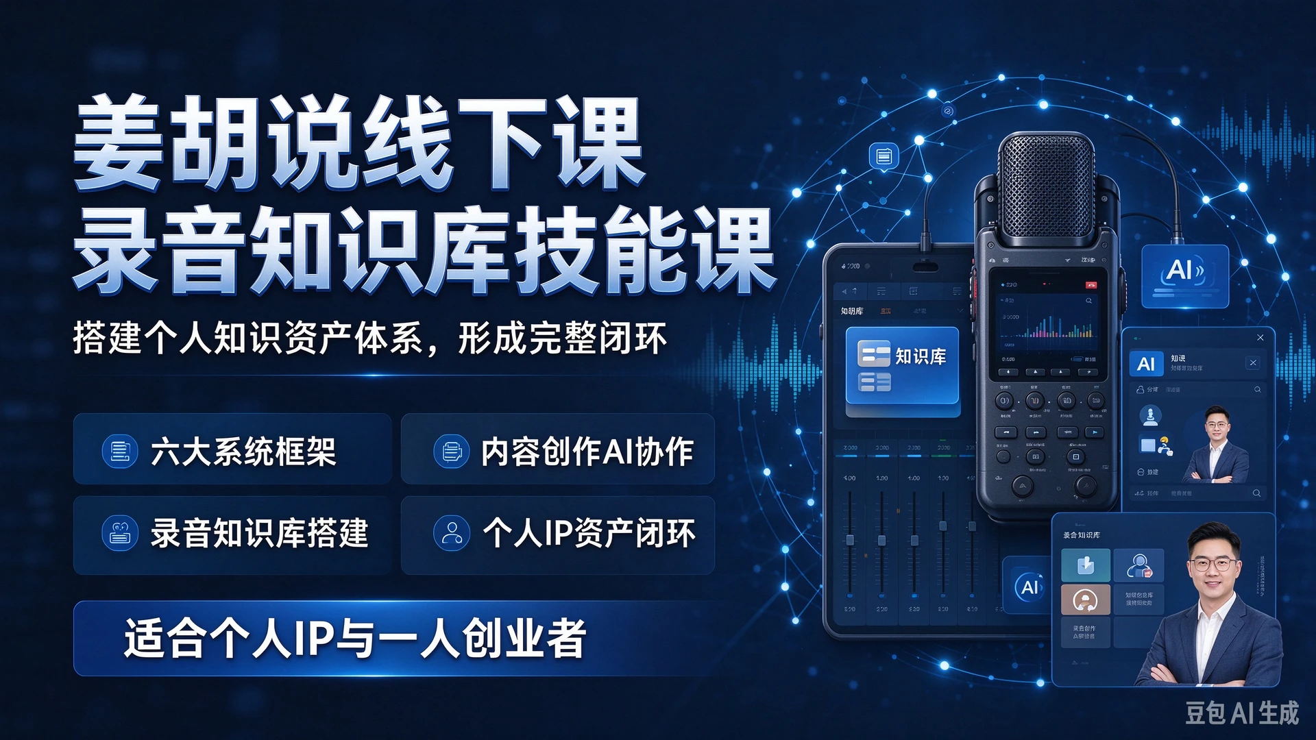 姜胡说线下课录音知识库技能课，带你学习六大系统框架与内容创作AI协作方法，搭建个人知识资产体系，适合个人IP与一人创业者的完整闭环
