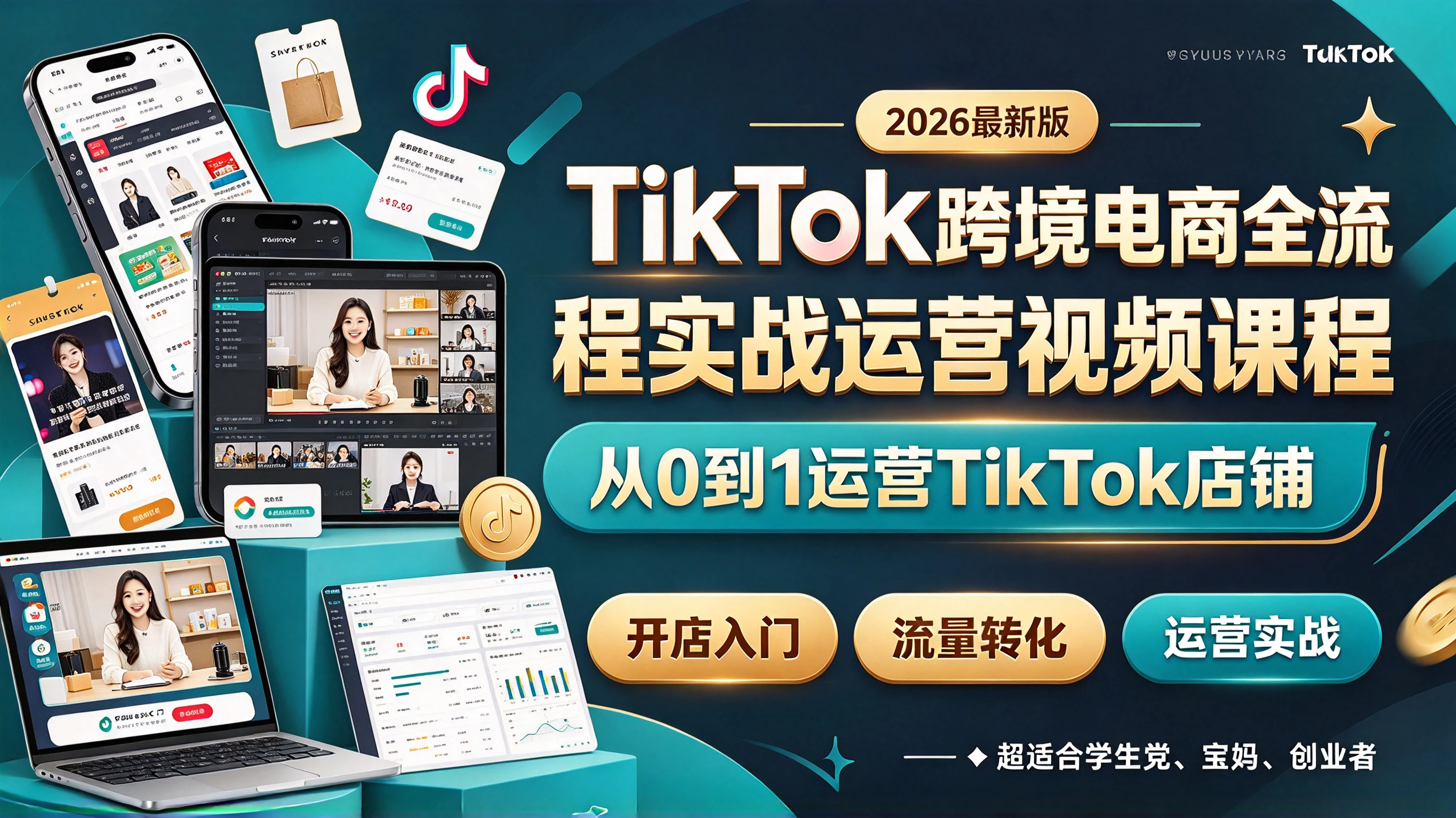 【精】2026最新版TikTok跨境电商全流程实战运营视频课程,从0到1运营TikTok店铺,超适合学生党、宝妈、创业者 【精】2026最新版TikTok跨境电商全流程实战运营视频课程,从0到1运营TikTok店铺,超适合学生党、宝妈、创业者