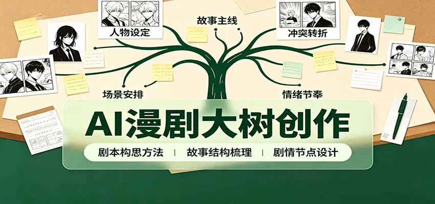 AI漫剧大树创作:剧本构思课程讲解,软件插件配置,配套工具资料完整梳理