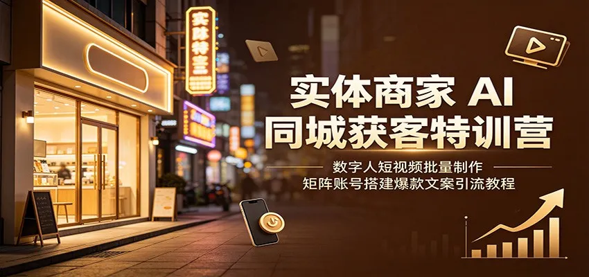 实体商家AI同城获客特训营:数字人短视频批量制作,矩阵账号搭建爆款文案引流教程 实体商家AI同城获客特训营:数字人短视频批量制作,矩阵账号搭建爆款文案引流教程