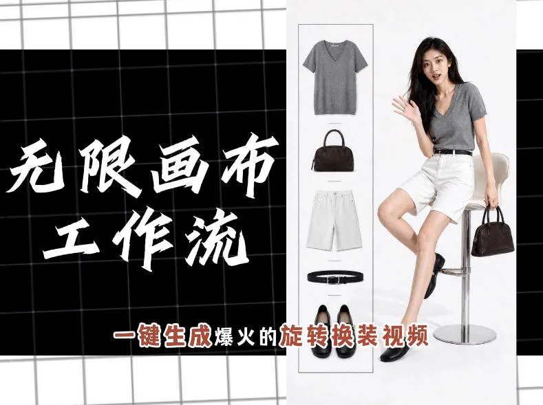 无限画布工作流，一键制作爆火的旋转换装视频，操作简单，零基础也能学会