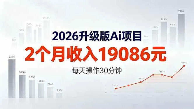 （18443期）2026升级版Ai任务，2个月收入19086元，熟练后每天操作30分钟！