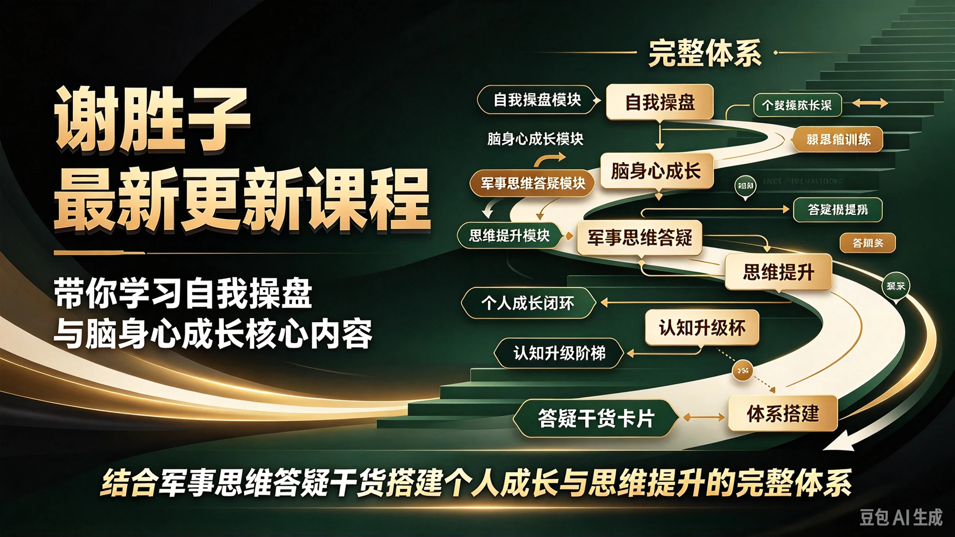 【精】谢胜子最新更新课程，带你学习自我操盘与脑身心成长核心内容，结合军事思维答疑干货搭建个人成长与思维提升的完整体系