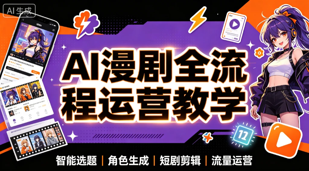 【精】AI漫剧全流程运营教学，从选题策划到账号增长，AI漫剧实战训练