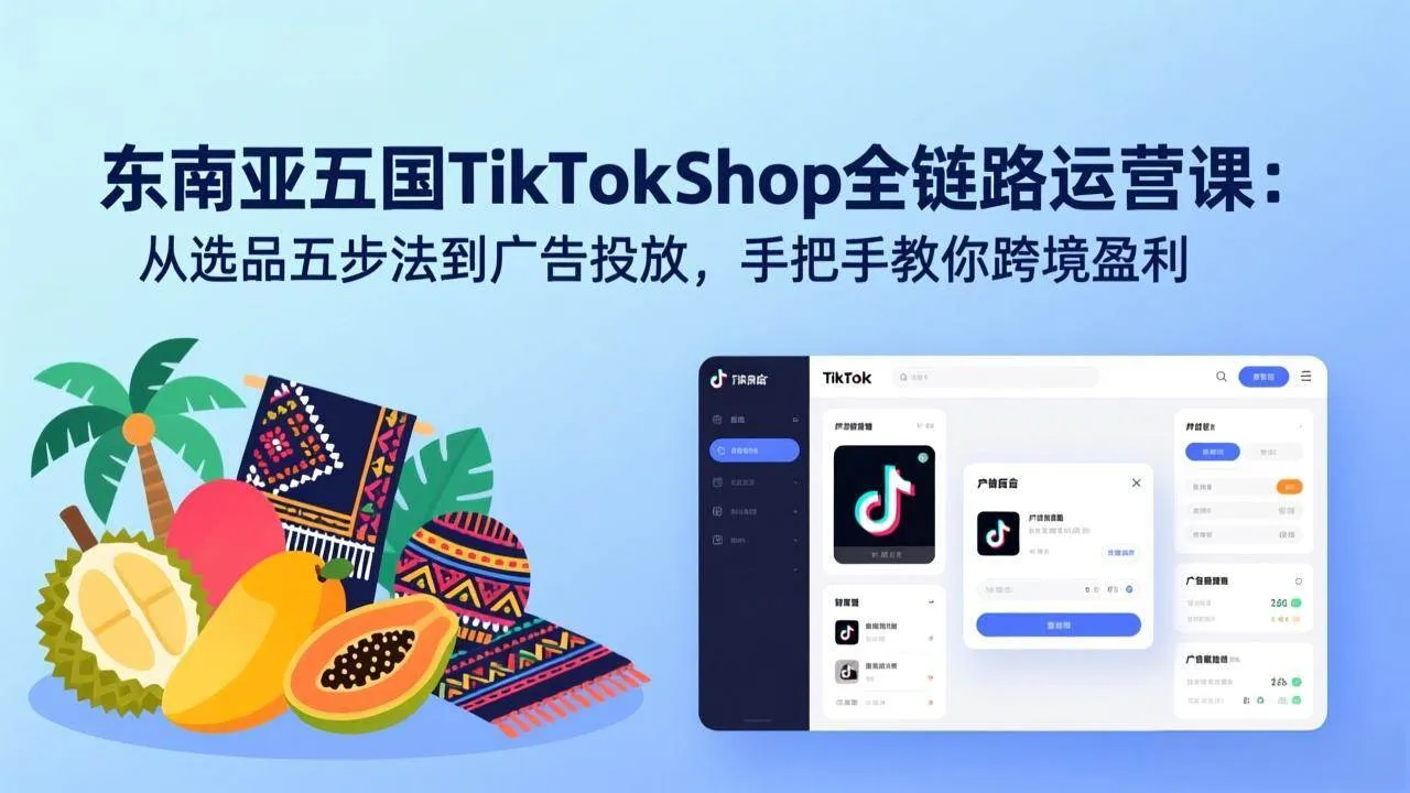 （17511期）东南亚五国TikTok Shop全链路运营课：从选品五步法到广告投放，手把手教你跨境盈利