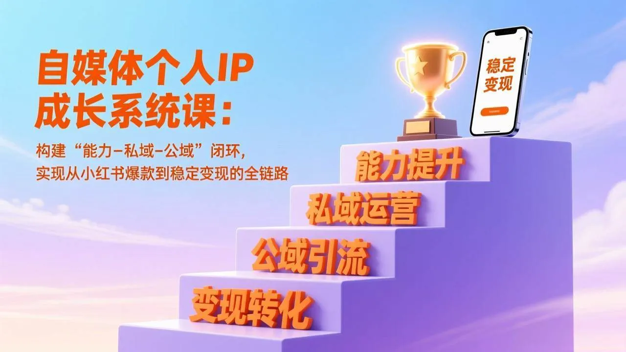 （17192期）自媒体个人IP成长系统课：构建“能力-私域-公域”闭环，实现从小红书爆款到稳定变现的全链路