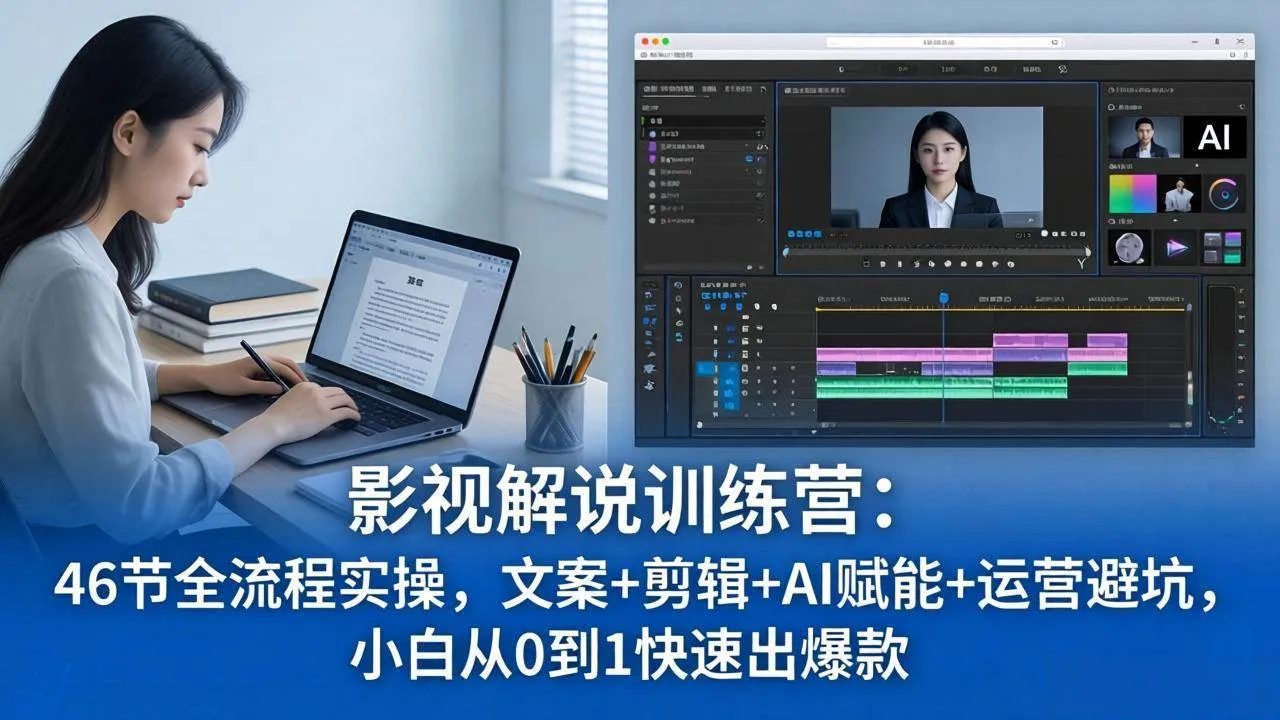 (18053期)影视解说特训营:46节全流程实操,文案+剪辑+AI赋能+运营避坑,小白从0到1快速出爆款