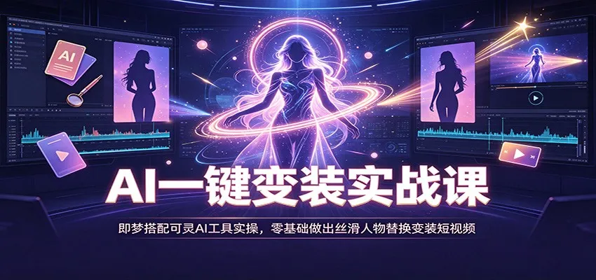 AI一键变装实战课:即梦搭配可灵AI工具实操,零基础做出丝滑人物替换变装短视频