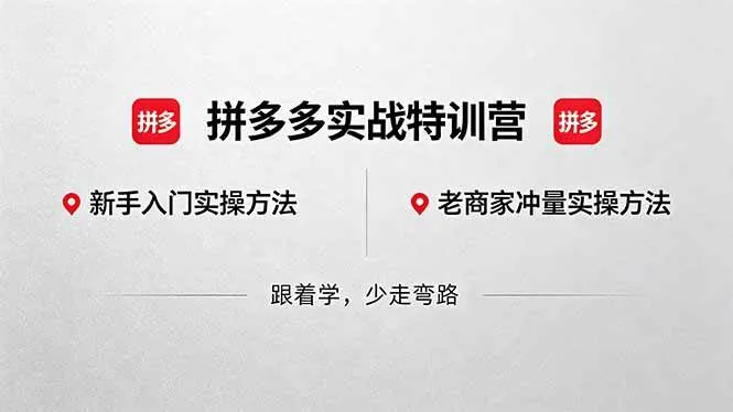 （18468期）拼多多实战特训营(更新5月15)：不管是新手入门或老商家冲量，都有实操方法，跟着学，少走弯路