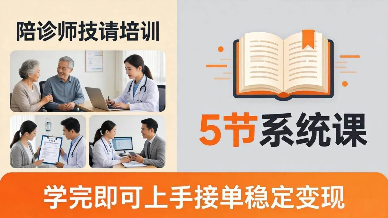 （18116期）想做陪诊师不知从何下手？5节系统课教你掌握核心技能，学完即可上手接单稳定变现
