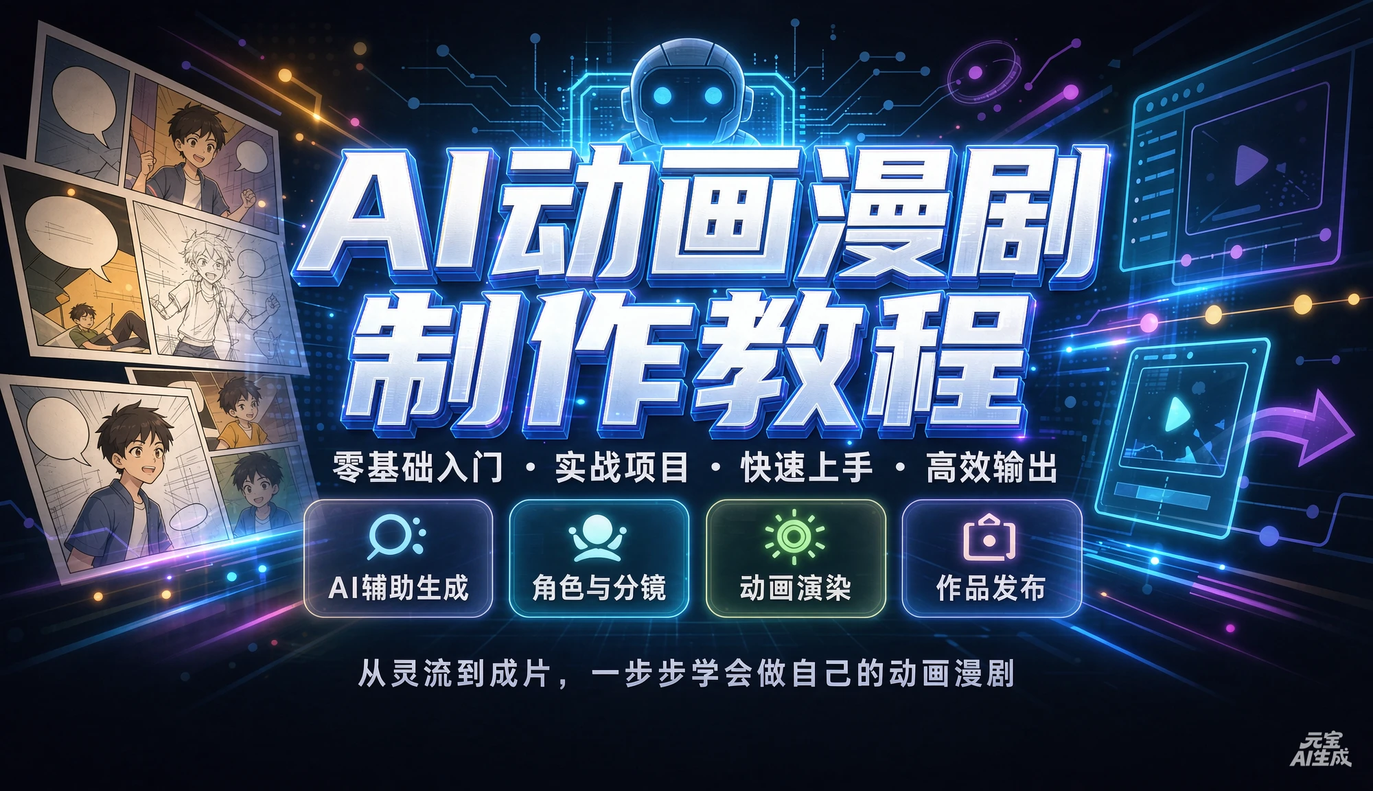 【精】AI动画漫剧制作教程，从选题构思、分镜文案、AI绘图配音到剪映成片的完整创作流