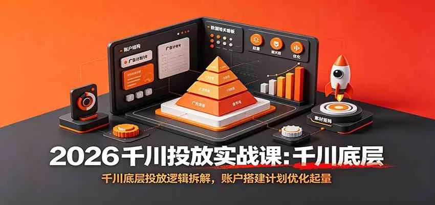 2026千川投放实战课:千川底层投放逻辑拆解,账户搭建计划优化起量